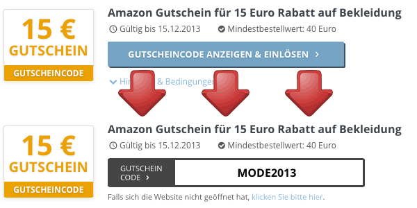 Gutscheincode anzeigen lassen